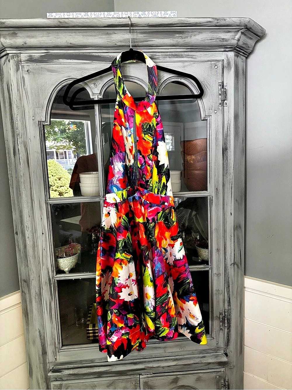 Windsor Vacay Mood Tropical Floral Halter Skater Dress